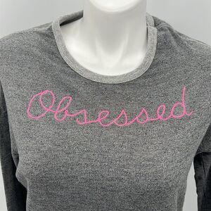 Sundry size 1 gray and pink Obsessed long sleeve split back sweatshirt